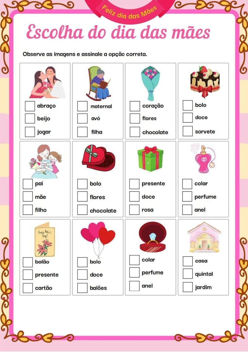 Página de amostra 2 do material Dia das Mães