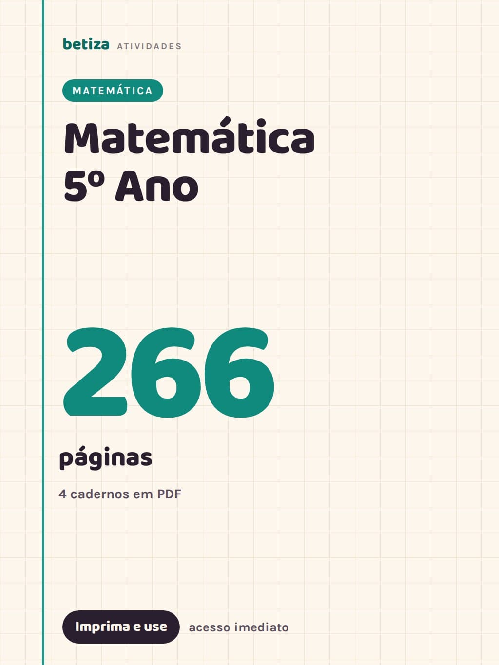 Capa do material Matemática 5º Ano
